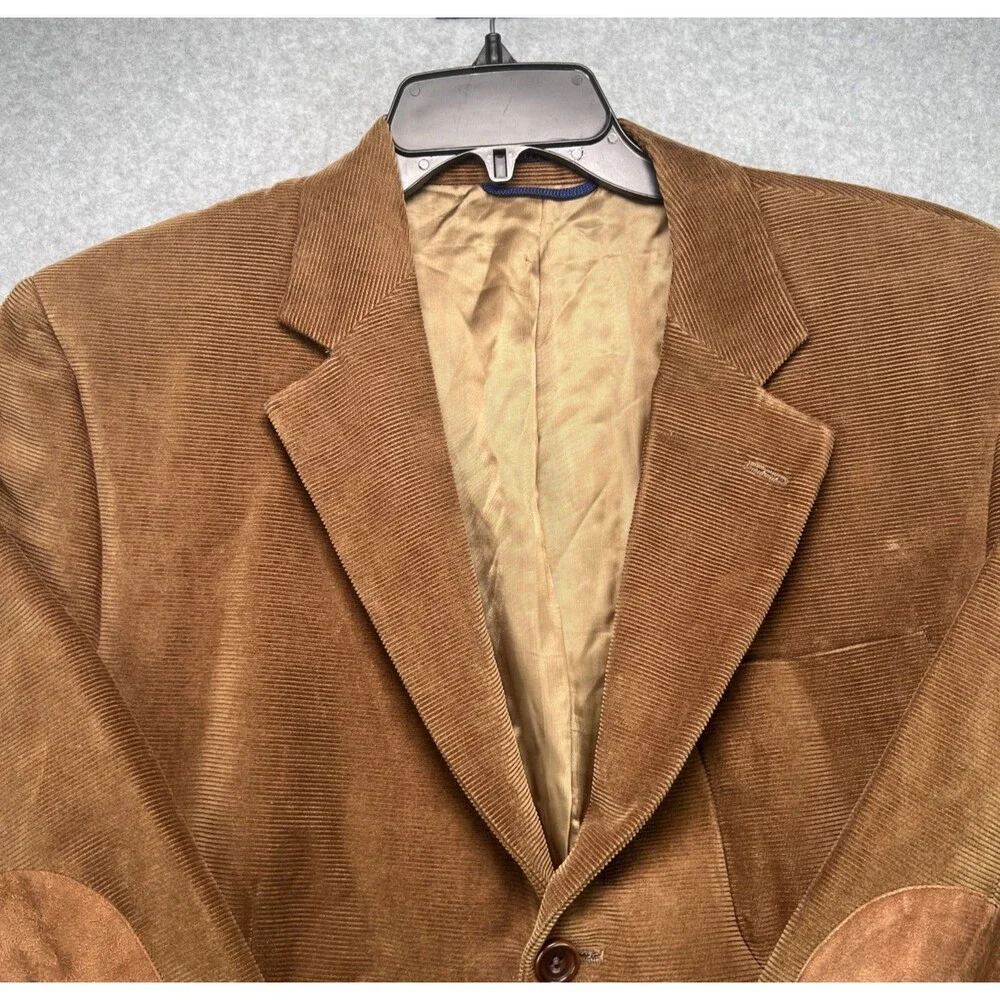 Henry Jacobson Corduroy Sport Coat  44R Brown Hand Tailored Jacket Elbow Patches
